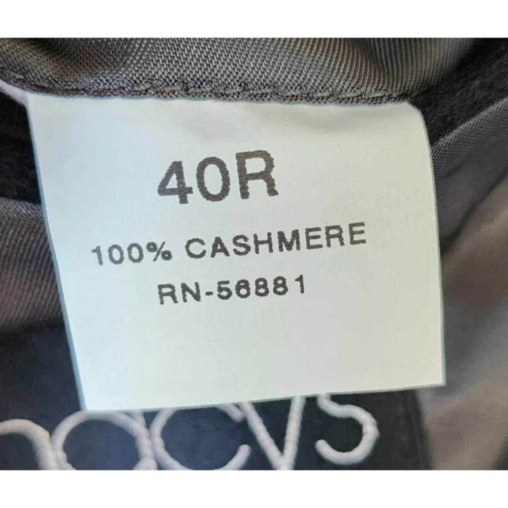 Macy's Alfani Size 40 R 100% Cashmere 2 Button Black Suit Jacket Sport Coat Soft